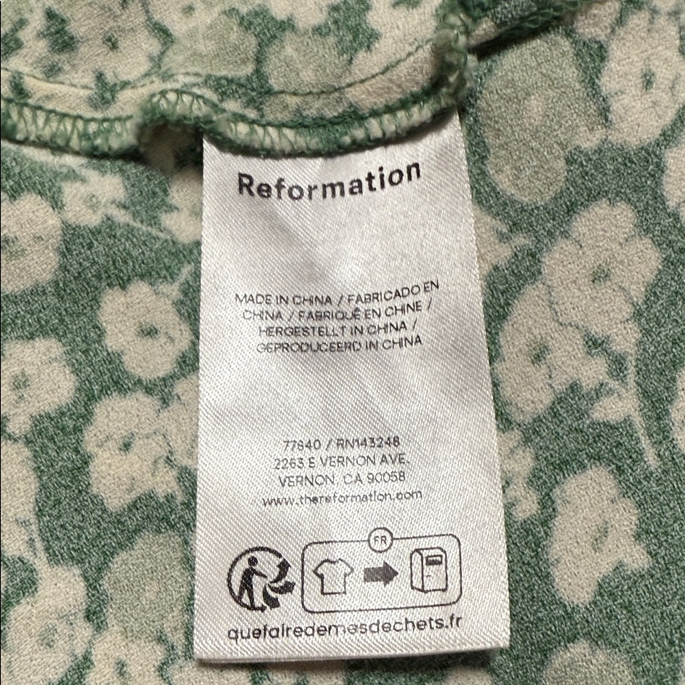 Reformation Calix Green &white Floral Mento pattern Mini Dress Ditsy Print - Picture 9 of 13